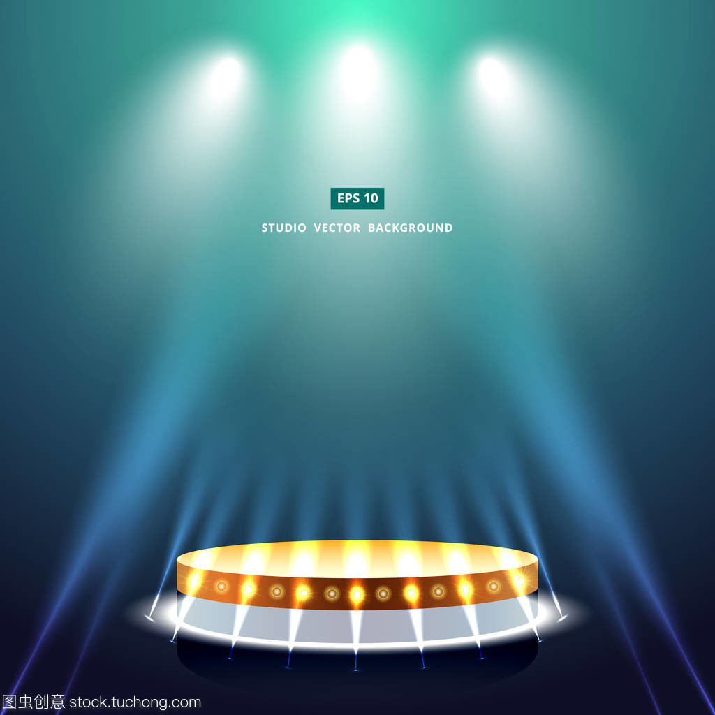 與照明和金登上領獎臺舞臺工作室綠色背景